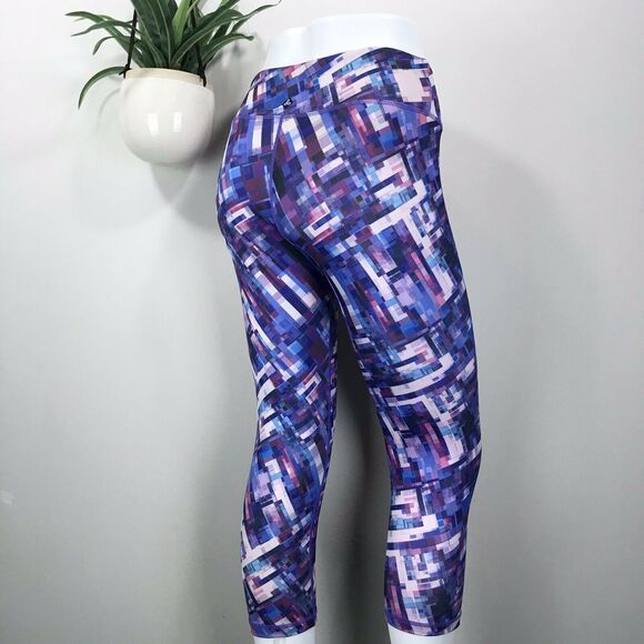 Prana Roxanne‎ Capri Leggings Purple Supernova Fractal Womens Size M Gusset - Picture 4 of 11
